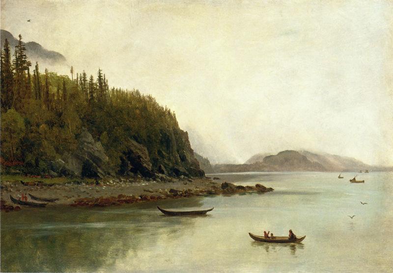 Albert Bierstadt Indians Fishing oil painting image